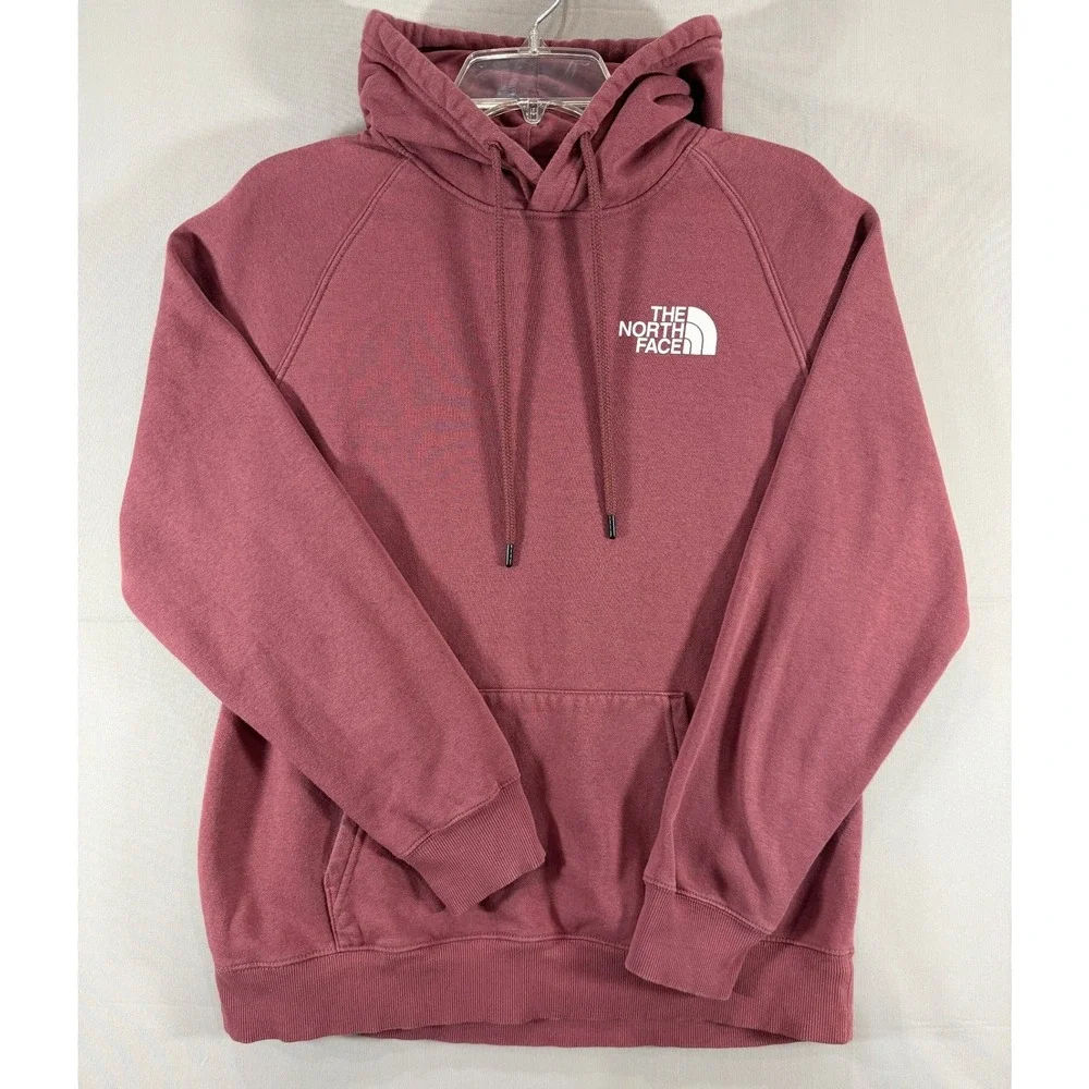 The North Face Mens Rose Pink Graphic Pullover Hoodie Large Never Stop Exploring